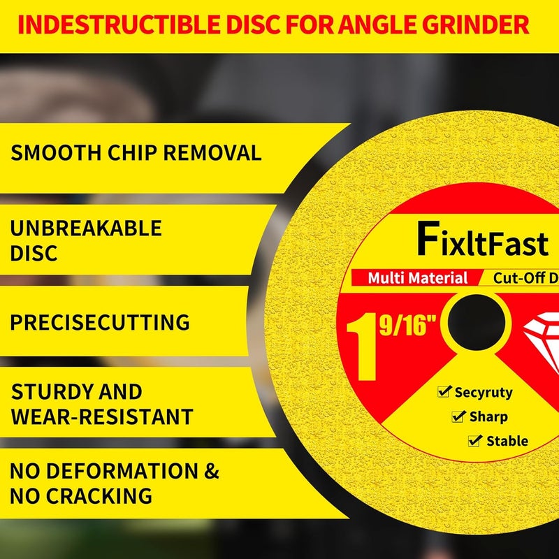 Fix It Fast 1 9/16 Inch Indestructible Multi-Material Cut Off Disc,40mm Diamond Cutting Wheels for Rotary Tool,with 1/4"&1/8" Round Mandrels - 3 Pack - Image 2